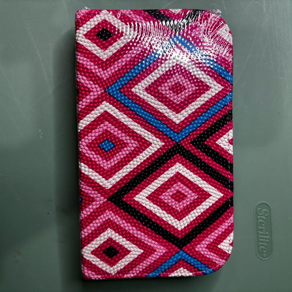 Geometric Pink and Black Patterned Wallet